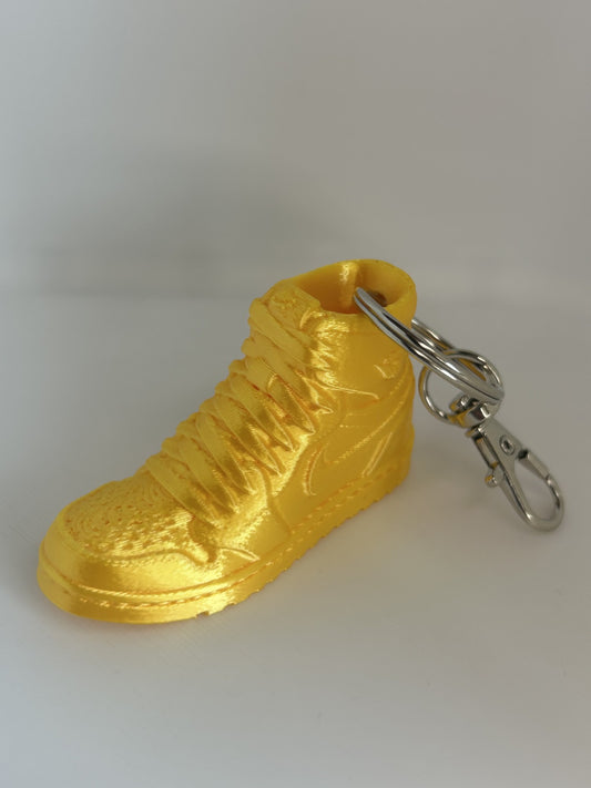 Gold Sneaker Trainer Keychain – Metallic Gold Shoe Keyring Charm, Mini Trainer Bag Accessory, 3D Printed Gift