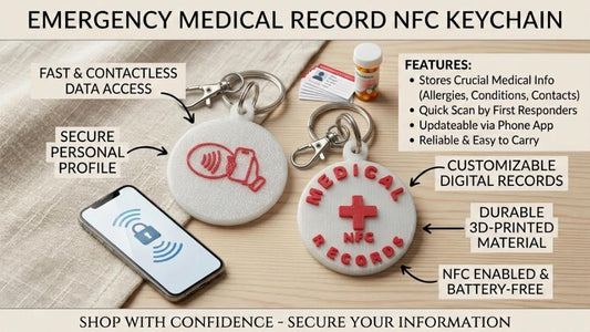Medical NFC Keychain – Emergency Health Info Tag, Scan for Records, Thoughtful Safety Gif