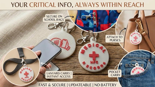 Medical NFC Keychain – Emergency Health Info Tag, Scan for Records, Thoughtful Safety Gif
