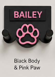 Personalised 3D Printed Dog Lead Holder – Custom Name & Colour Wall Hook