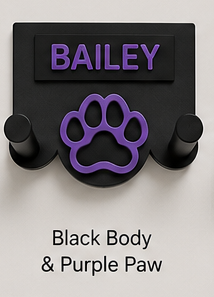 Personalised 3D Printed Dog Lead Holder – Custom Name & Colour Wall Hook