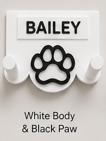 Personalised 3D Printed Dog Lead Holder – Custom Name & Colour Wall Hook