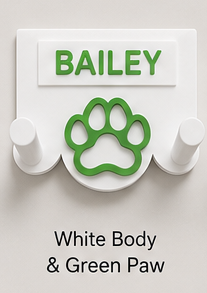 Personalised 3D Printed Dog Lead Holder – Custom Name & Colour Wall Hook