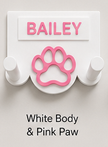 Personalised 3D Printed Dog Lead Holder – Custom Name & Colour Wall Hook