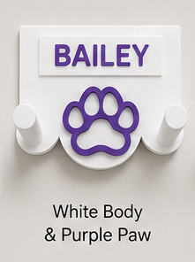 Personalised 3D Printed Dog Lead Holder – Custom Name & Colour Wall Hook