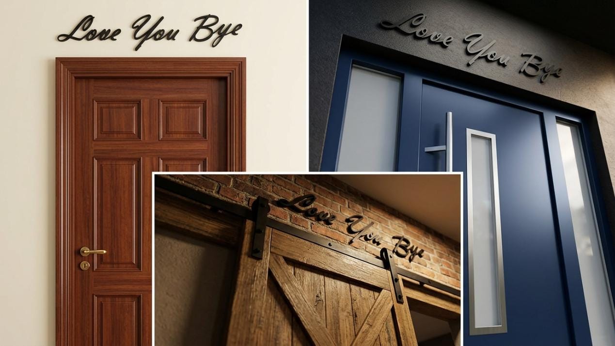 Love You Bye Script Doorway Sign | 3D Printed Hallway Wall Décor
