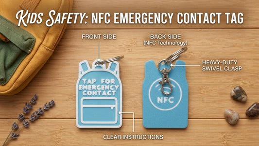 Emergency Contact Keychain | NFC Safety ID Tag, Resin Coated