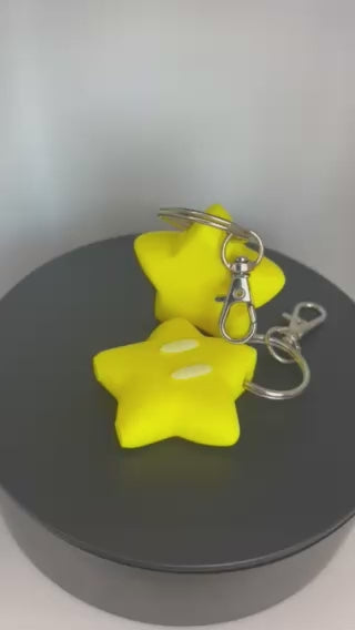Star Shaped Keychain in yellow with white eyes