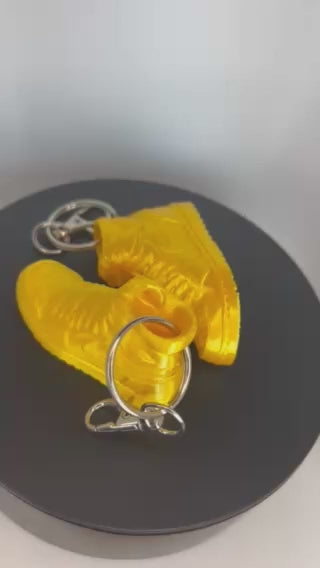 Gold Sneaker Trainer Keychain – Metallic Gold Shoe Keyring Charm, Mini Trainer Bag Accessory, 3D Printed Gift